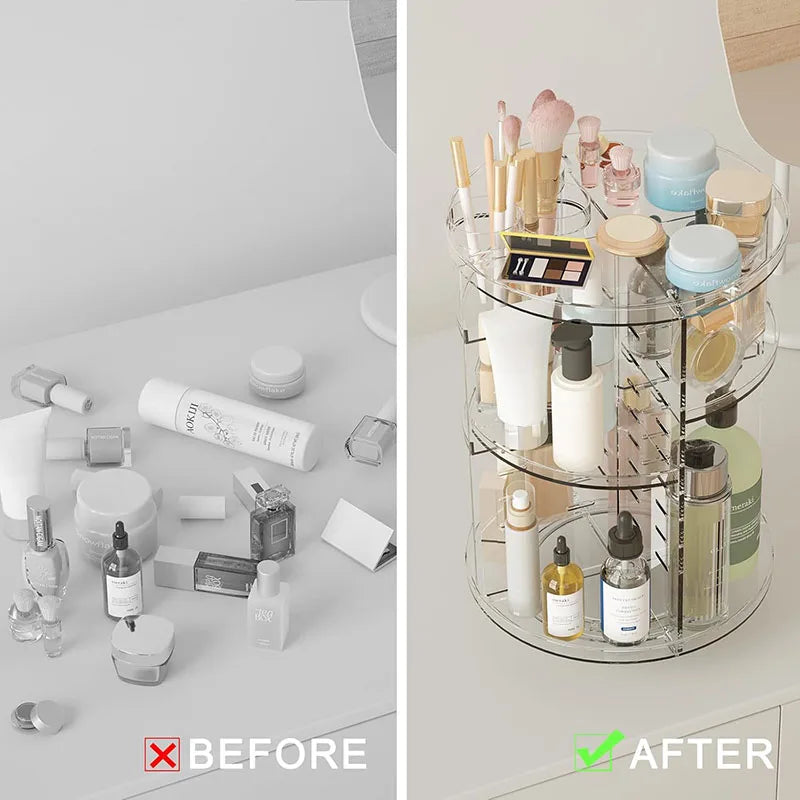 GlamSpin – 360° Rotating Makeup & Cosmetic Organizer